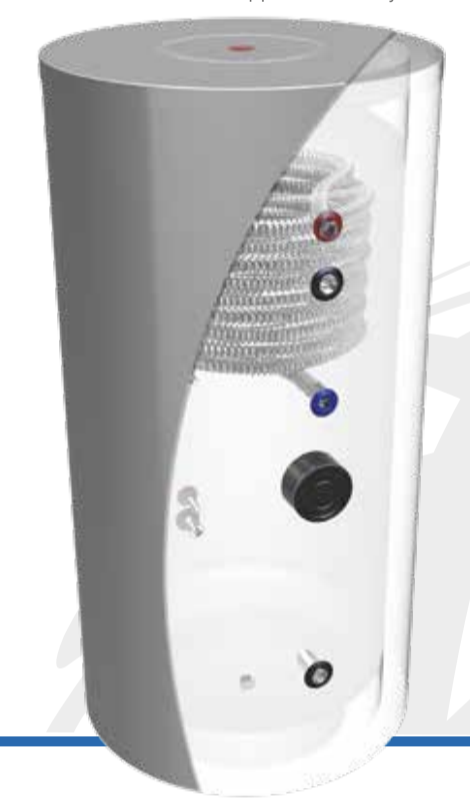 GoSolar Tank 200l -boiler Vertical -single serpentin -White