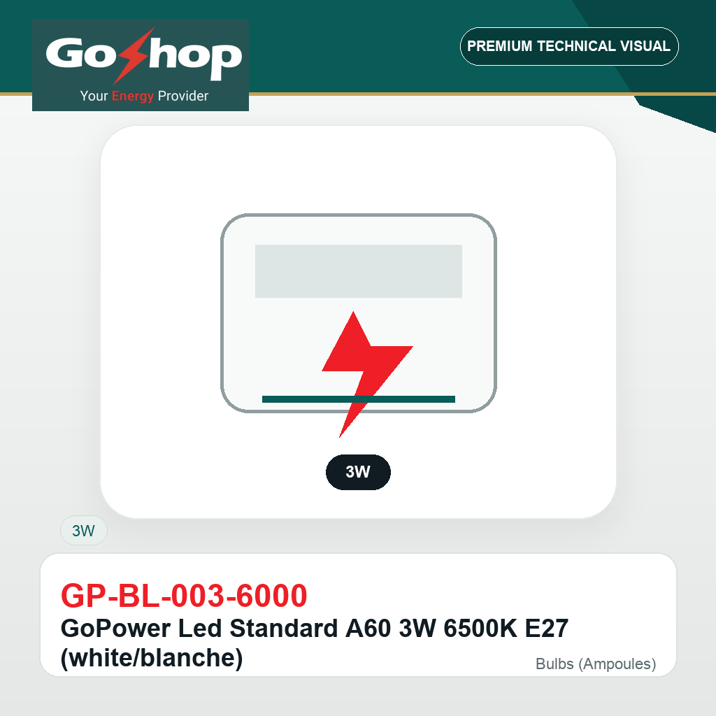 GoPower Led Standard A60 3W 6500K E27 (white/blanche)