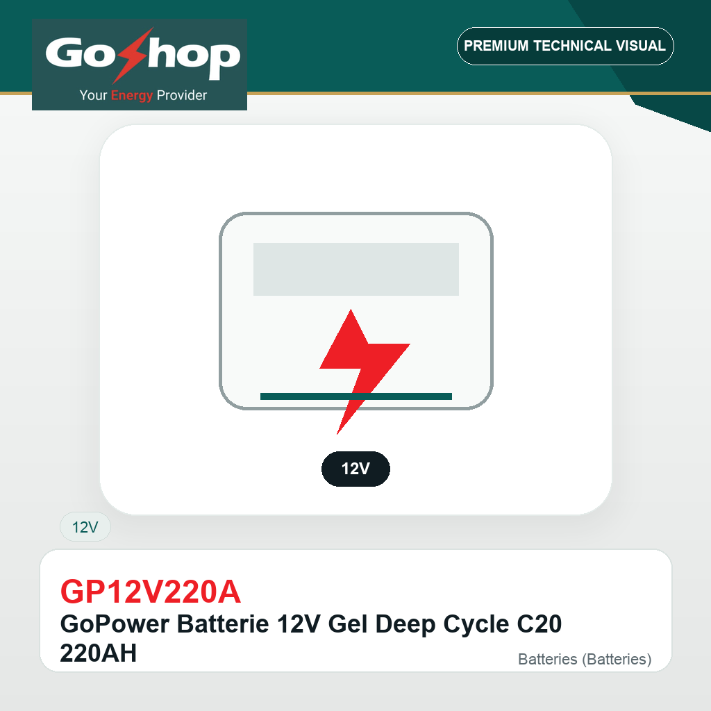 [GP12V220A] GoPower Batterie 12V Gel Deep Cycle C20 220AH