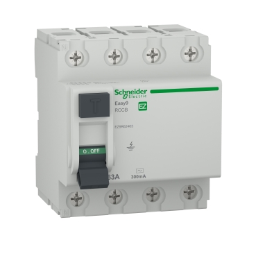 [EZ9R62463] Residual current circuit breaker (RCCB), Easy9, 4P, 63A, AC type, 300mA